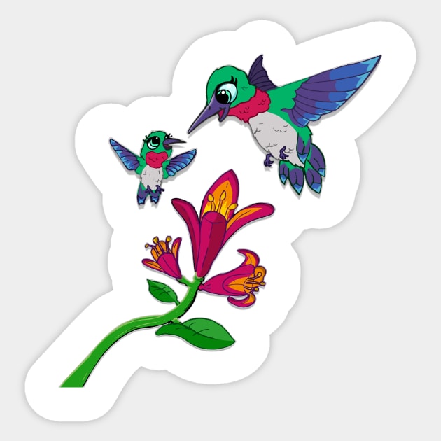 Hummingbird Mother and Daughter Sticker by CybertronixWolf